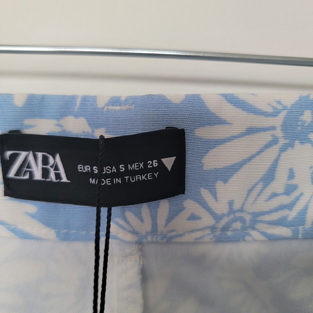 Zara Sky Blue Floral High Waist Shorts - Picture 5 of 10